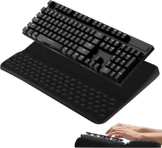 HONGZHONG Keyboard Stand with Wrist Rest, Extra Large Computer Wrist Support Pad, Comfy Ergonomic Keyboard Riser Holder for Relieve Hand Pain, Black (Point Type)