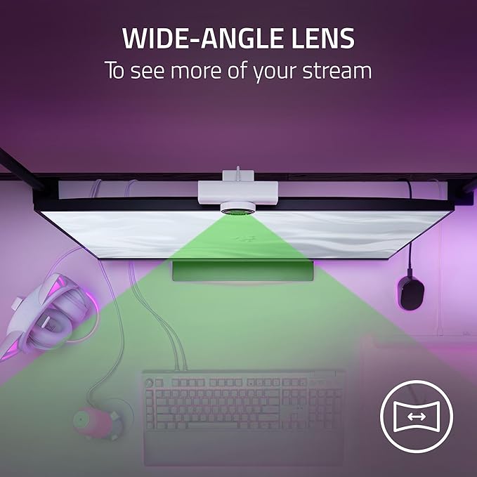 Razer Kiyo V2 X Streaming Webcam: 1440p 60 FPS - Auto Focus - Built-in Microphone - Wide Angle Lense - Integrated Privacy Shutter - Works with OBS, Xsplit, Streamlabs, Discord, Zoom, Teams - White