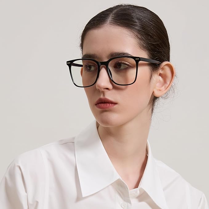 Oversized Square Blue Light Blocking Glasses for Women Men, Anti-Fatigue Computer Monitor Glasses Reduce Eye Strain