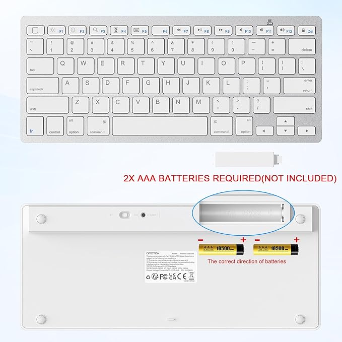 OMOTON Bluetooth Keyboard Compatible with iPad A16 11th 10th Generation, iPad 10.2 (9th/8th/7th), iPad Pro 13/12.9/11 inch, iPad Air/Mini and More iOS Devices, White