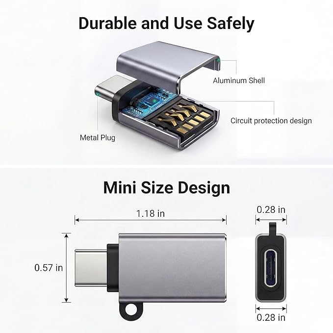 USB C to USB Adapter 6 Pack,Type C to USB Adapter,USBC Male USBA Female OTG Adaptor,USBC Adapters for iPhone 17 16 15,MacBook Pro Air,iPad Pro,Galaxy S25 S24 S23 S22