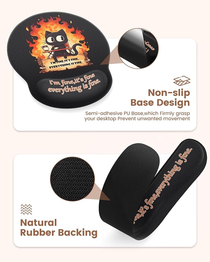 HAOCOO Dumpster Fire Mouse Pad with Wrist Rest, Ergonomic Keyboard Wrist Support, Large Gaming Desk Mat Set, Desk Protector Mat for Office Supplies