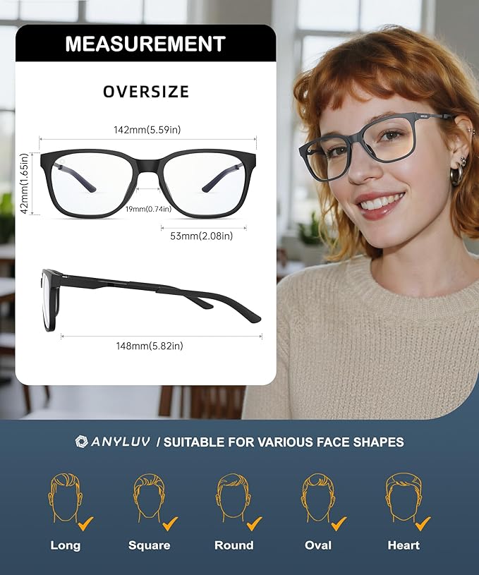 ANYLUV Blue Light Glasses for Men, Lightweight Computer Gaming Glasses, Stylish Anti Eyestrain Blue Light Blocking Men