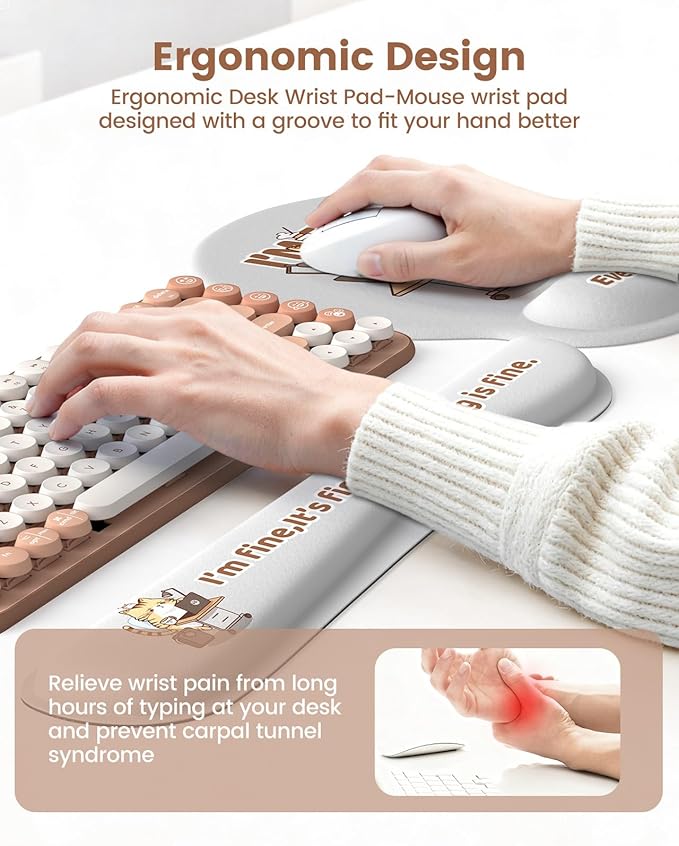 HAOCOO Mouse Pad with Wrist Rest, Funny Office Accessories, Non-Slip Gaming Desk Mat, Ergonomic Computer Mousepad for Home Office Decor
