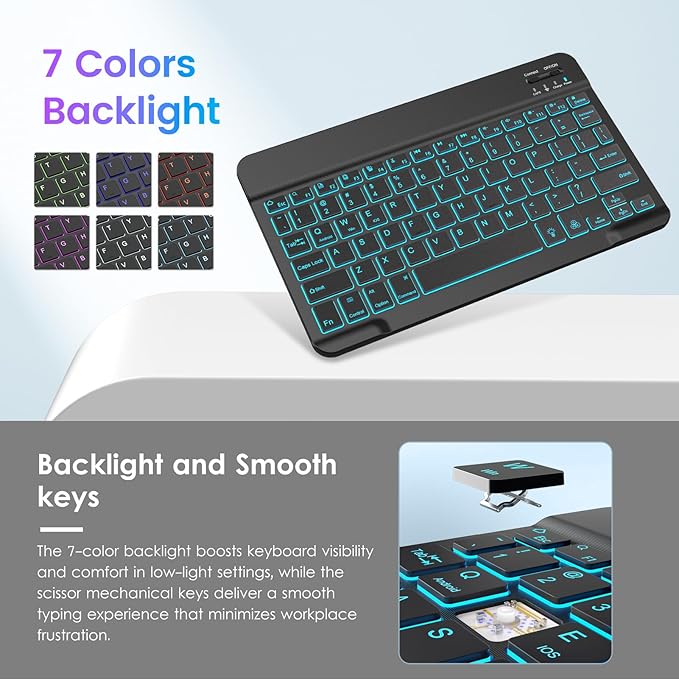 VIKESI Keyboard Case for iPad (A16,2025) 11th Generation/iPad 10th Generation Case (10.9" 2022),Premium Leather Smart Cover,Built-in Breathing Light,Function Row,Pencil Holder,Card Slots - Grey