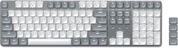 Satechi SM3 Mechanical Keyboard for Mac and Windows, 108 Keys Full Size with White LED Backlit, Wired and Bluetooth for Mac and Windows - Light Gray/White