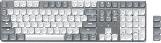 Satechi SM3 Mechanical Keyboard for Mac and Windows, 108 Keys Full Size with White LED Backlit, Wired and Bluetooth for Mac and Windows - Light Gray/White