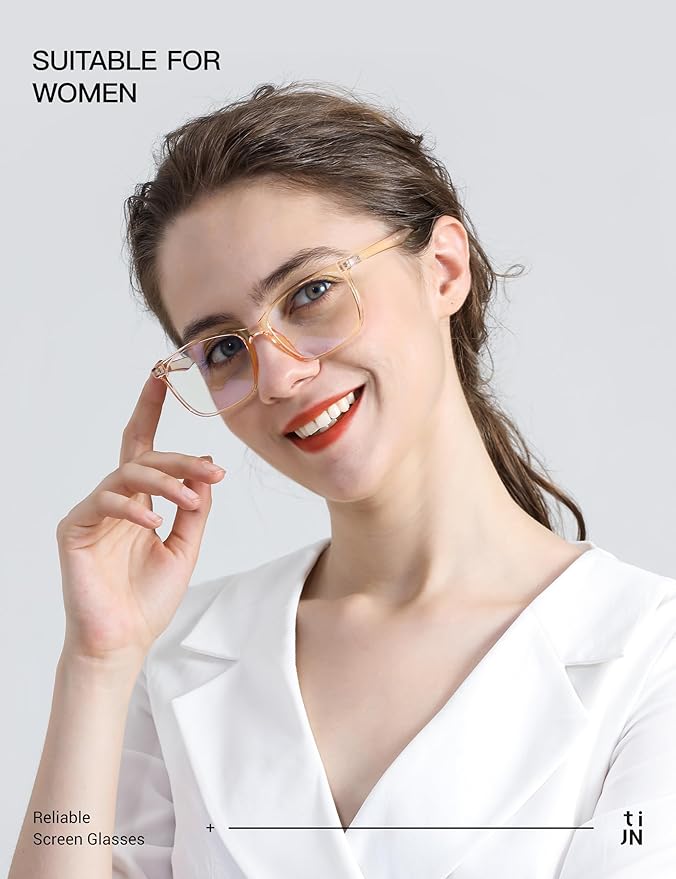 TIJN Sleep Glasses for 99.9% TR90 Blue Green Light Blocking Dual AR Coatings Red Lens for Computer Gaming Reduce Eyestrain, Crystal Orange