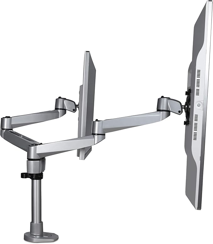 StarTech.com Desk Mount Dual Display Arm, Premium Articulating VESA Mount for Screens up to 27" (17.6lb/8kg), Height Adjustment, Rotate, Tilt, Swivel, Clamp or Grommet Base, TAA