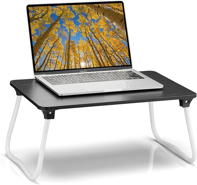 Ruxury Foldable Lap Desk Laptop Stand Bed Desk Table Tray, Breakfast Serving Tray, Portable & Lightweight Mini Table, Lap Tablet Desk for Sofa Couch Floor - Black
