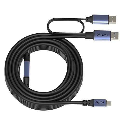 OkyLink Active USB 3.0/3.2 Gen1 A to C Data Cable 65ft/20M – High-Speed 5Gbps, Signal Booster, Optional Power, Long-Distance Cable for VR, Portable Hard Drive, Docking Station, Printer