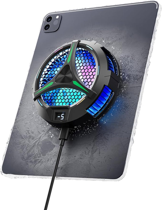 Magnetic Cooler for iPad,Tablet Cooler for ipad/Surface pro/Samsung Tab,Universal Radiator with Temperature Display for Mobile Gaming,Tiktok Live Streaming (Green Mech)