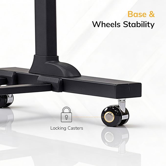Mount-It! Portable Standing Desk with Wheels, Rolling Mobile Laptop Desk, Height Adjustable Sit Stand Workstation (41.3″–50″), Small Compact Mobile Lectern Podium for Home Office, Classroom & Training