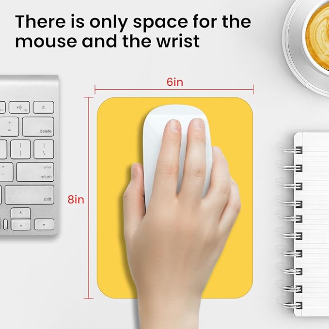 Small Mouse Pad 6 x 8 Inch, Horizontal and Vertical Flexible use. Great for Traveling, Wireless laptops, Keyboard Trays, Offices, etc. (Yellow)