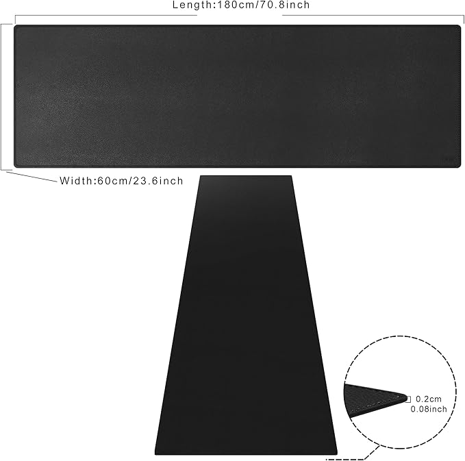 Cacoy Leather Desk Mat, 70.8"x24" Extended Mega Size Professional Computer Desk Pad for Full Desk, Super Large XXXL Desktop Cover Protector for Home and Office, Waterproof Leather Desk Blotter (Black)