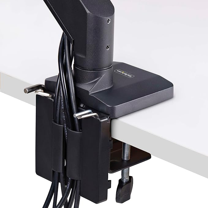 StarTech.com Desk Mount Triple Monitor Arm w/Crossbar for Up to Three 27in Screens, VESA 75x75/100x100, Tool-Less Arm Adjustments