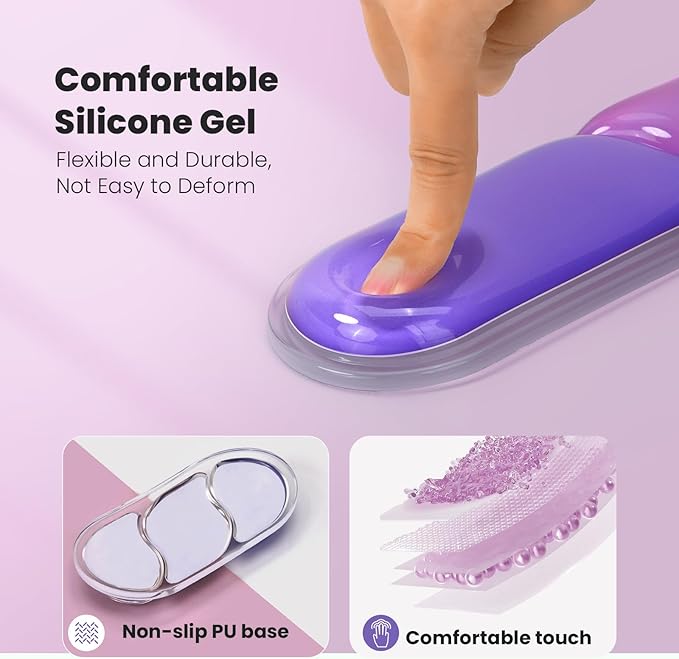 TECKNET Clear Gel Wrist Rest for Computer Keyboard, Ergonomic Gel Keyboard Wrist Rest Set for Typing Pain Relief, Comfortable Silicone Wrist Support Pad for Office/Computer/Laptop/Gaming, Purple