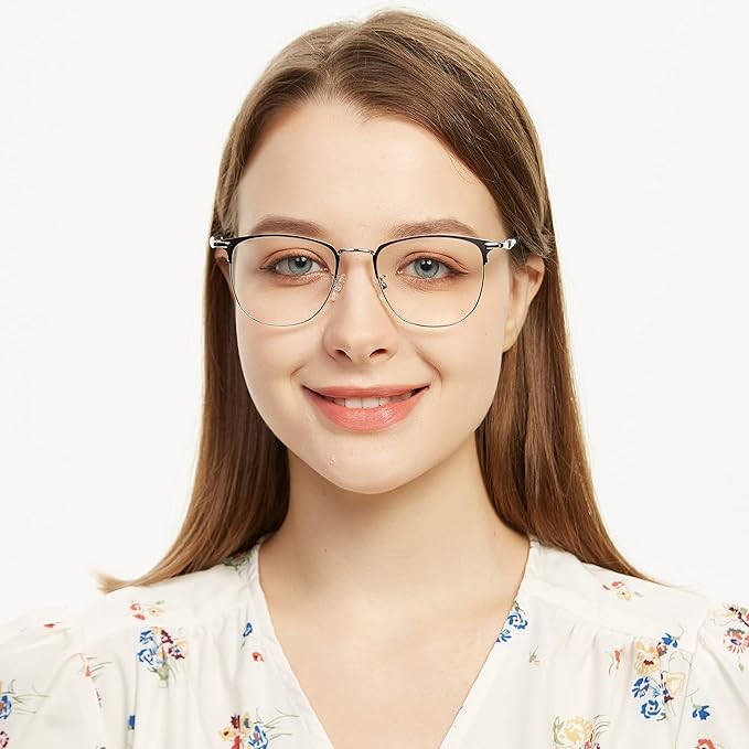 GUDVUE Blue Light Glasses, Computer/Gaming/TV/Phones Glasses for Women/men, Anti Glare/UV400/Eye Strain, Shiny Gunmetal
