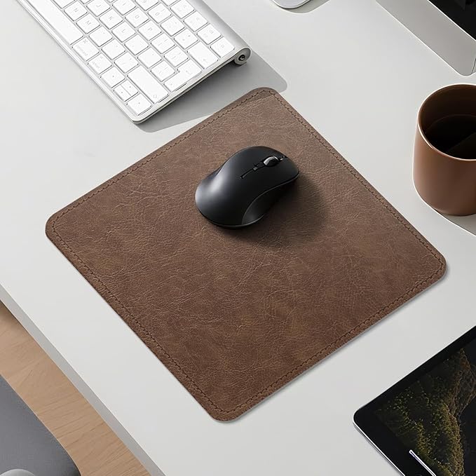 Imitation Crazy Horse Leather Desk Mat - Waterproof Desk Pad - Ideal for Large Mouse Pad and Desk Mats on Top of Desks (Brown+Brown, 11"*8")