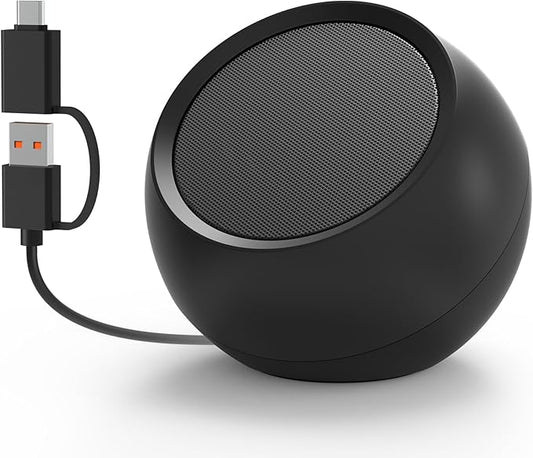 [Single] Computer Speaker for Desktop PC, USB-Powered, Plug-n-Play, Wired, External Speaker for Laptop, with Crystal-Clear Sound, Loud Volume, Rich Bass, Built-in USB-C Adapter for Full Compatibility
