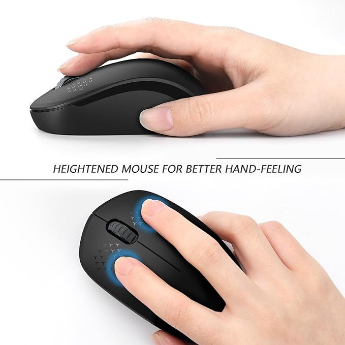 seenda Wireless Mouse for Laptop, 2.4G Noiseless Mouse with USB Receiver - Optical Tracking Portable Computer Mice for Chromebook, PC, Tablet, Windows System, 24 Months Battery Life - Black