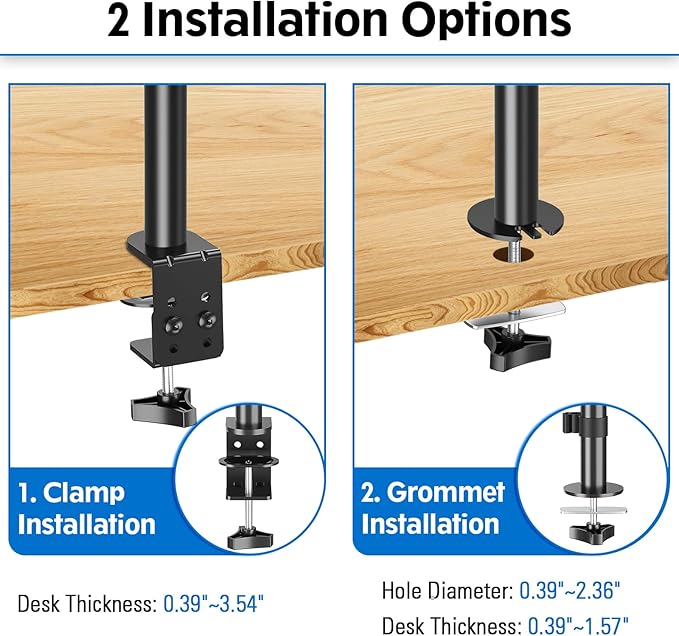 MOUNTUP Single Monitor Mount, Adjustable Monitor Stand for Max 32 Inch Flat Curved Computer Screen, Monitors Arm Desk Mount Fit VESA 75x75& 100x100, up to 17.6lbs, with C-Clamp and Grommet Base, Black