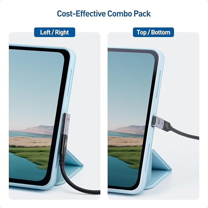 Cable Matters Combo-Pack 40Gbps Vertical Right Angle USB-C Adapter Kit, Up to [4K@240Hz Video, 240W Charging, 40Gbps] 90 Degree USB C Adapter, Compatible with Thunderbolt 4, iPhone 16, Steam Deck