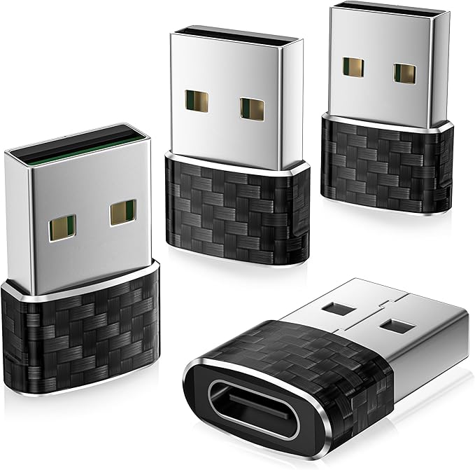 Basesailor USB to USB C Car Adapter 4Pack,Type C CarPlay Charger,USBC Female to USBA Male Converter for Apple iPhone 17 17e Air 16 15 Pro Max,Samsung S26 S25 A55,Not for iPad/Magsafe/HomePod
