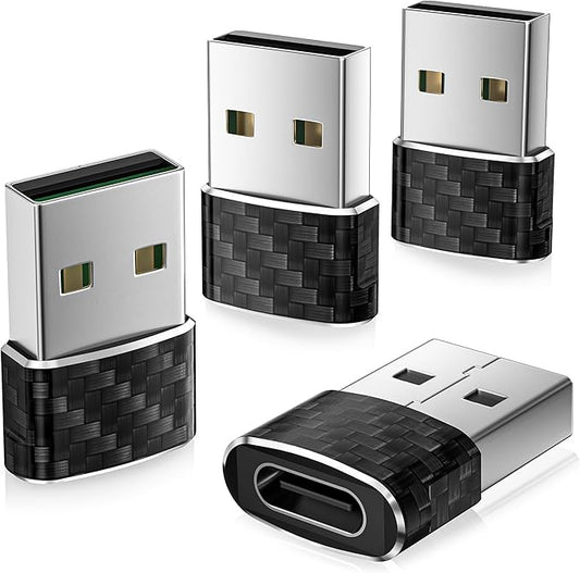 Basesailor USB to USB C Car Adapter 4Pack,Type C CarPlay Charger,USBC Female to USBA Male Converter for Apple iPhone 17 17e Air 16 15 Pro Max,Samsung S26 S25 A55,Not for iPad/Magsafe/HomePod
