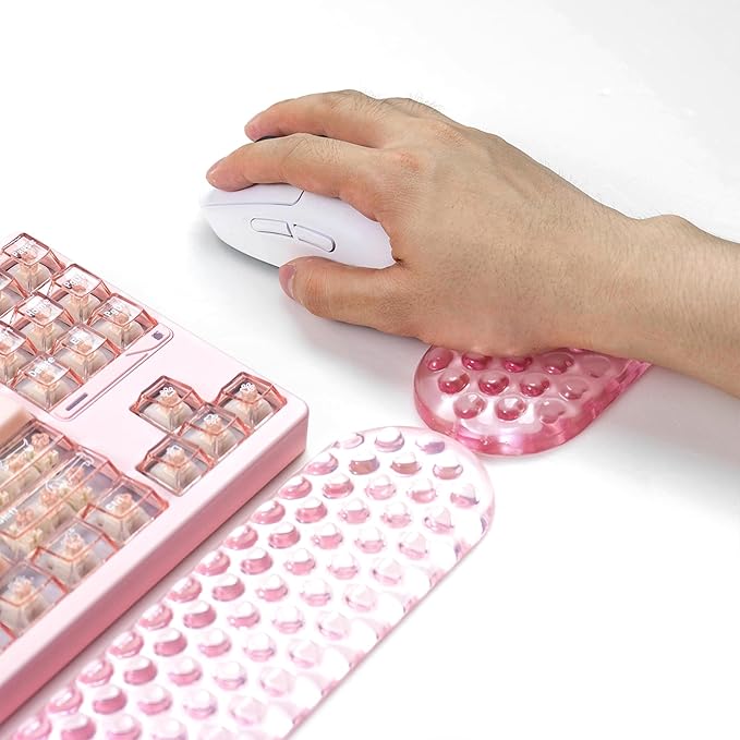 Ergonomic Gel Keyboard and Mouse Wrist Rest Set – Light Pink Wrist Rest for Computer Keyboard 75% 80%, Comfort & Support for Typing and Gaming