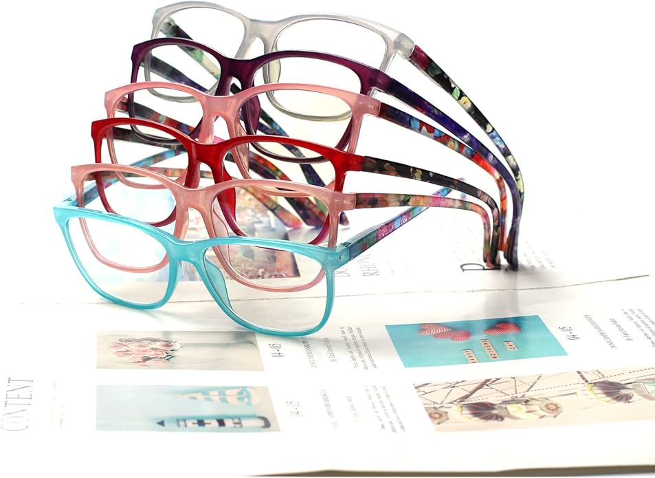 SIGVAN Ladies Reading Glasses Blue Light Blocking Spring Hinge Fashion Pattern Print Eyeglasses for Women