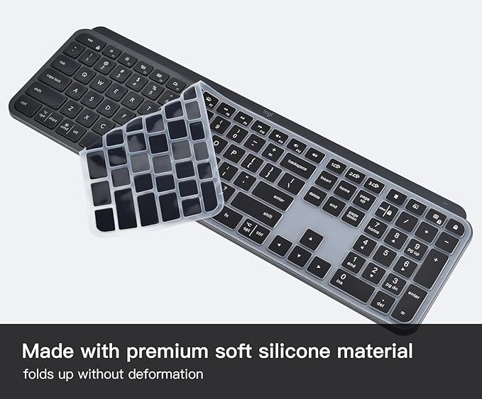 Keyboard Cover Skin for Logitech MX Keys S & MX Keys Advanced Illuminated Wireless Keyboard, Logitech Craft Advanced Wireless Keyboard Protector, (Not Fit MX Keys S for Mac), Black