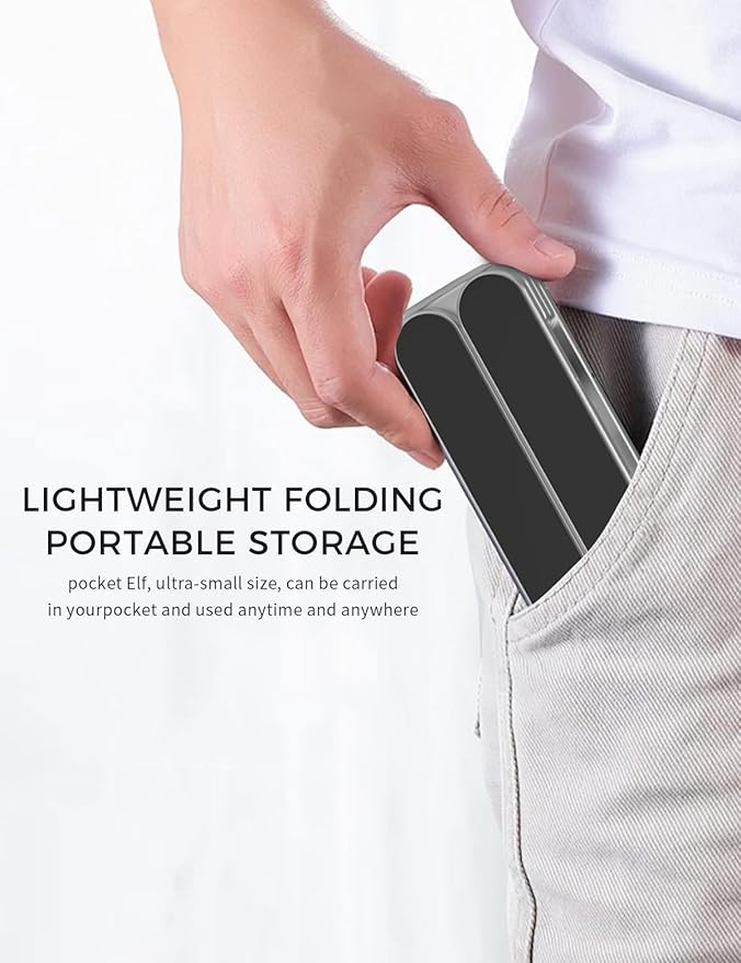 Junfire Foldable Laptop Stand for Travel, Aluminum Stable Ergonomic Laptop Riser with 6-Levels Height Adjustment, Fits with MacBook Air, MacBook Pro, iPad, HP, Dell, Lenovo (Up to 15.6'')-Sliver