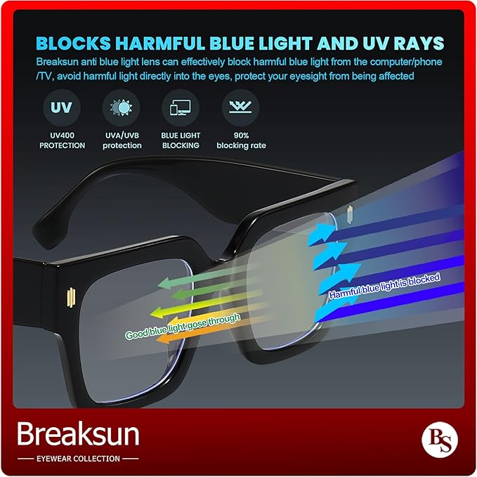 Fashion Oversized Blue Light Blocking Glasses for Women Men Trendy Big Square Frame Computer Eyeglasses