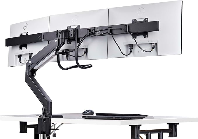 StarTech.com Desk Mount Triple Monitor Arm w/Crossbar for Up to Three 27in Screens, VESA 75x75/100x100, Tool-Less Arm Adjustments