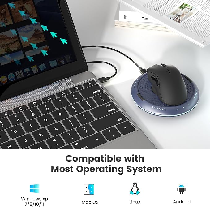 Mouse Mover Undetectable Mouse Jiggler with ON/Off Switch, 2 Speed Modes with Memory Function, Random Move Mechanical Turntable Pad for Wireless & Wired Mouse