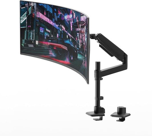 Single Monitor Arm for 17-49 Inch Ultrawide Screens, Single Monitor Mount Heavy Duty up to 44lbs, Adjustable Vertical Stacked Full Motion Single Monitor Arm Desk Mount, 75/100mm VESA Mount, Black