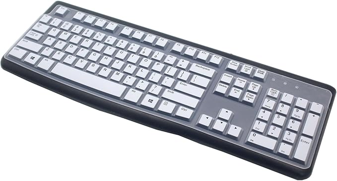 Silicone Keyboard Skin Cover Protector Compatible with Logitech K120 & MK120 Full-Size Wired Keyboard, MK120 & K120 Keyboard Protective Accessories (White)