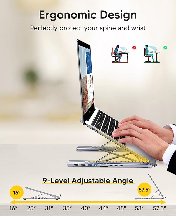 USB C Laptop Docking Station Stand, Dual Monitor 4K@60Hz, 9 in 1 USB C Hub with 2 HDMI, 2 USB 3.0, PD 100W, Universal Dock Station for MacBook Pro/Air/Dell/HP/Surface/Lenovo