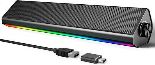 LENRUE Computer Speakers for Desktop,PC Speakers with Bluetooth,USB Wired Computer Speakers for PC Desktop Laptop Monitors,Gaming Speakers with Light and Dual Touch Tech (Type-C Adapter Included)