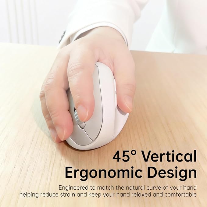 Ergonomic Vertical Wireless Mouse, 8,000 DPI Rechargeable Mouse with Triple-Mode Connection(2.4G+Bluetooth), 70g Lightweight Quiet Click Mouse with Battery Indicator for Laptop, PC, Mac Matte Black