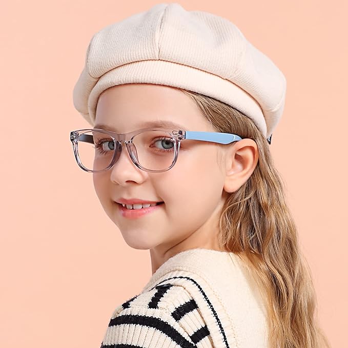 3 Pack Kid Blue Light Glasses For Kids Girls Boys Computer Blue Light Kids Glasses Clear Glasses Age 3-9 (Black + Dark blue + Light blue)