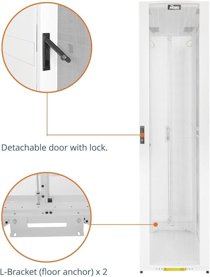 Tecmojo 52U Server Rack Cabinet - PRE-Assembled 24inch Width 43inch Depth IT Network Equipment Cabinet Rack Enclosure with Casters - 3000lbs Weight Capacity(06White)