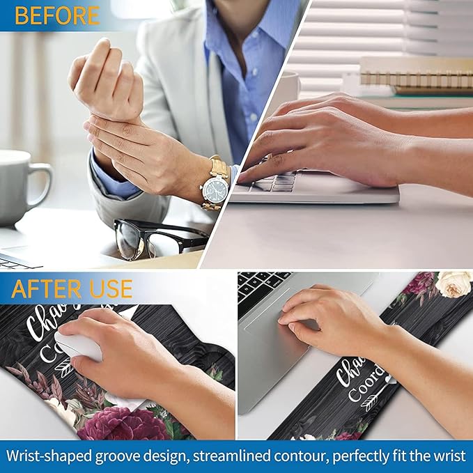 Ergonomic Mouse Pad, Mouse Wrist Rest Pad + Keyboard Wrist Rest Pad + Coaster, Made of Memory Foam, Easy to Use and Relieve Wrist Pain, Computer, Games, Office, Home - Chaos Coordinator