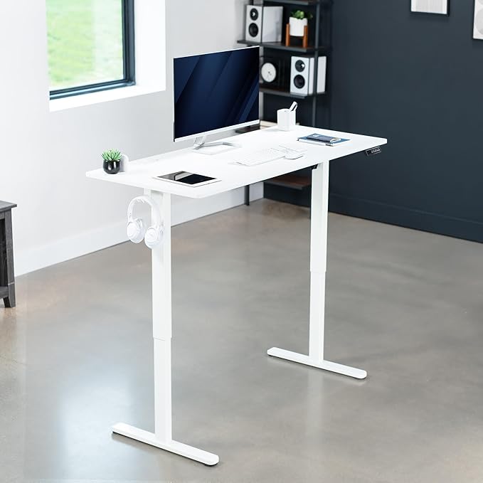 VIVO Electric 55 x 24 in Standing Desk, Memory Height Adjustment, White Top White Frame, DESK-E155TW