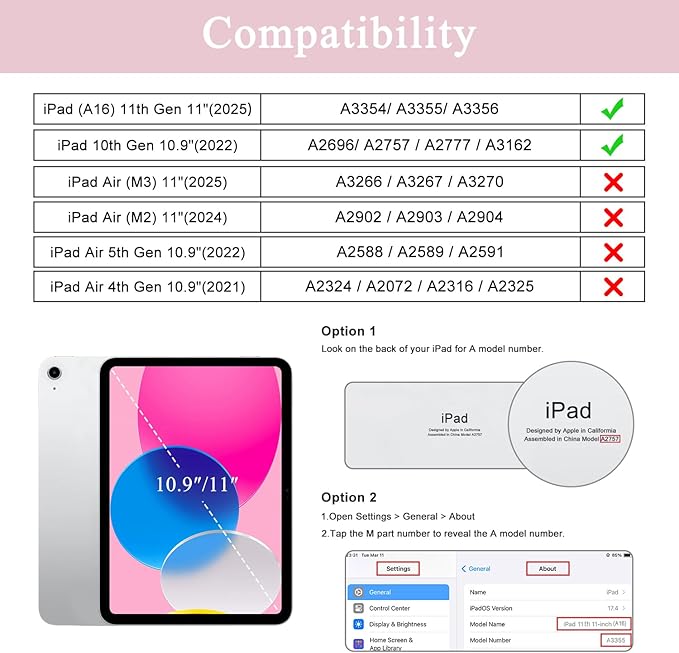 Soke for iPad (A16) 11th/10th Generation Case with Keyboard(2025/2022)-7 Color Backlight Wireless Detachable Folio Keyboard Cover with Built-in Pencil Holder for iPad 11/10.9 inch, Pink