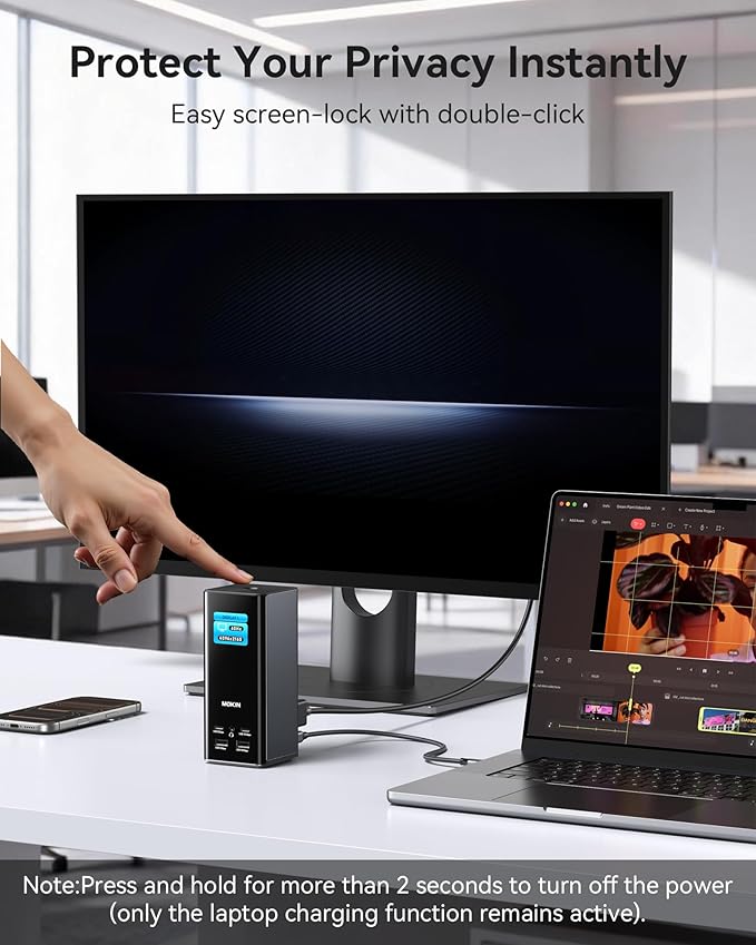 MOKiN USB C Docking Station 3 Monitors, 17-in-1 Triple Display Docking Station with 3 HDMI & 2 DP, 10G USB A/C, Gigabit Ethernet, 100W PD, Smart Display, SD/microSD, for Mac/Dell/Hp(Driver Required)