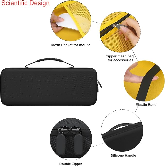 Elonbo Hard Carrying Case for Logitech POP Keys Mechanical Wireless Keyboard, Portable Bluetooth Wireless External Keyboard Travel Case Bag, Extra Mesh Pocket Fits Mouse, Included USB, Dongle, Black