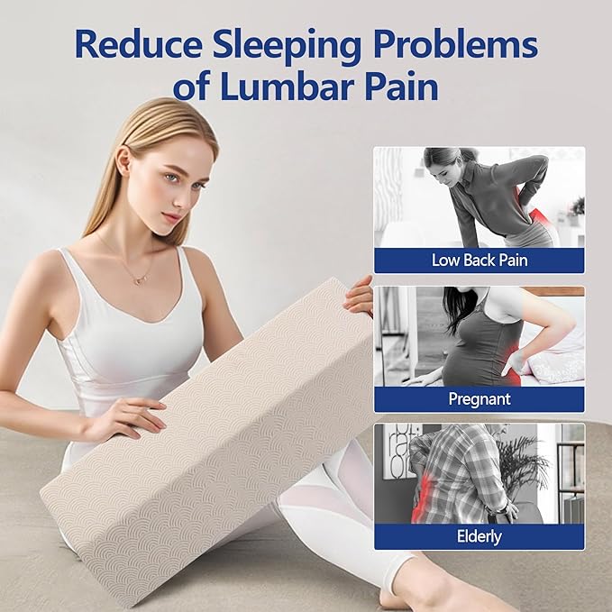 Cozyhealth Lumbar Support Pillow for Sleeping Memory Foam Lumbar Support Cushion for Lower Back Pain Relief, Back Support Bed Pillow Waist Support (Large)