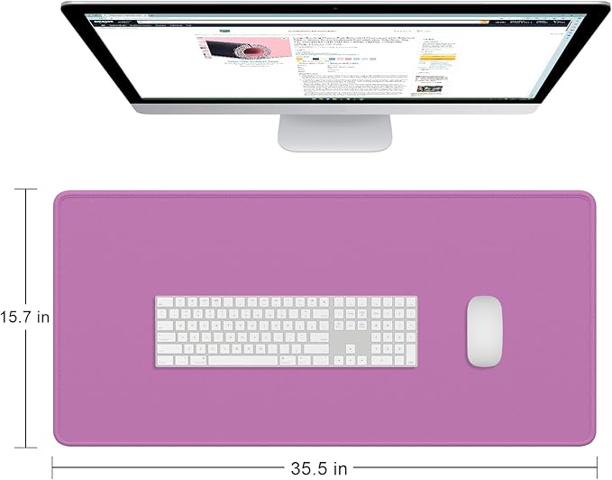 Dapesuom Large Gaming Mouse Pad, Extended Mouse Mat with Stitched Edges, Full Size Keyboard Pad with Non-Slip Base, Big XXL Computer Desk Mats for Gamer, Laptop, Office, 35.5 x 15.7in, Radiant Orchid